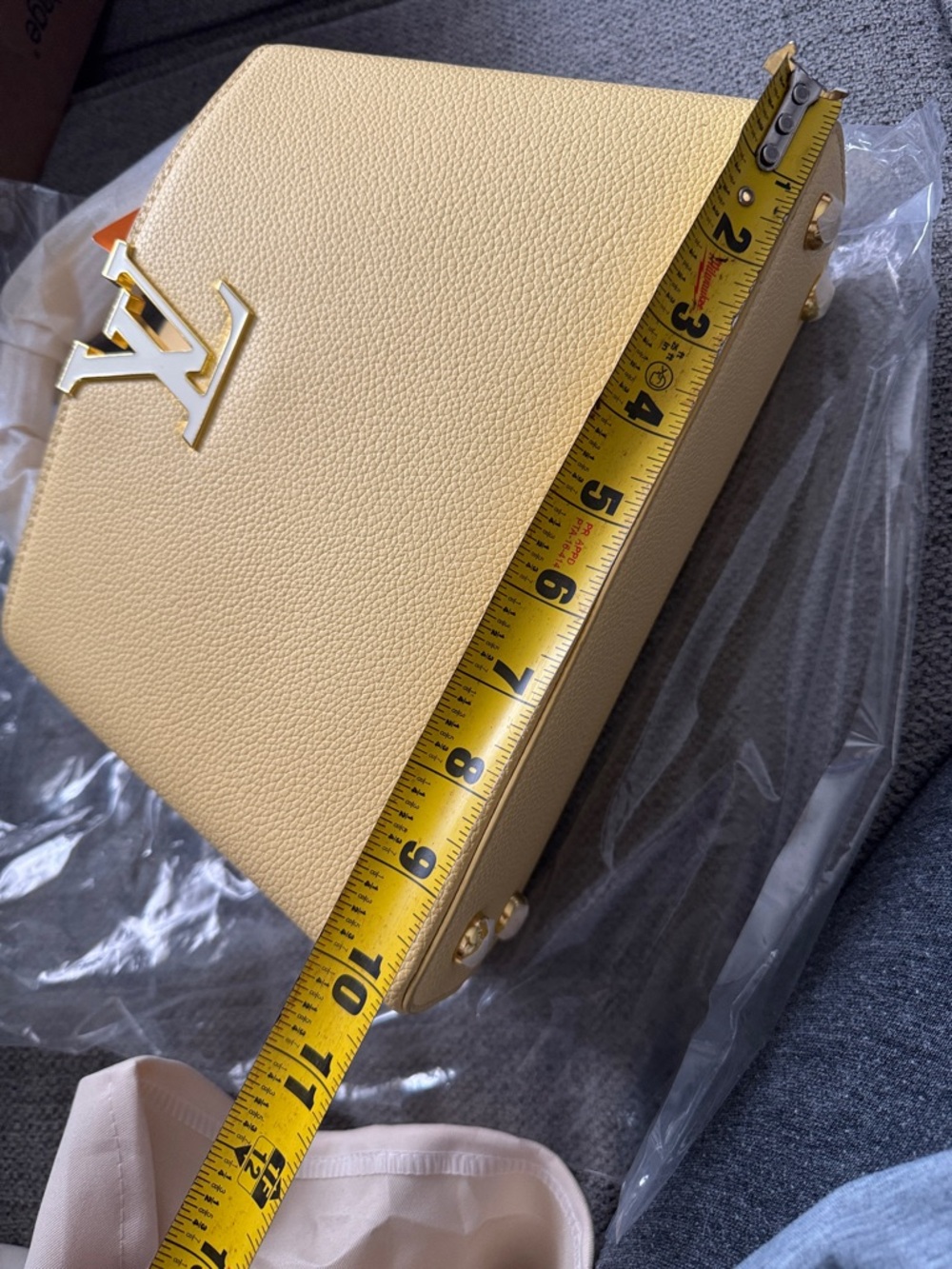 Bag yellow top Handle Satchel with Pink Chain Accents - Picture 14 of 14